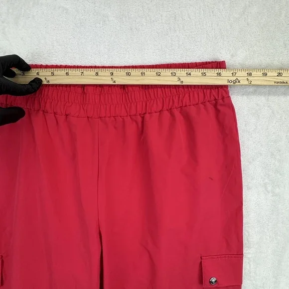 Juicy Couture Pants Womens Large Red White Cargo Elastic Waist‎ Track Polyester - Picture 7 of 11